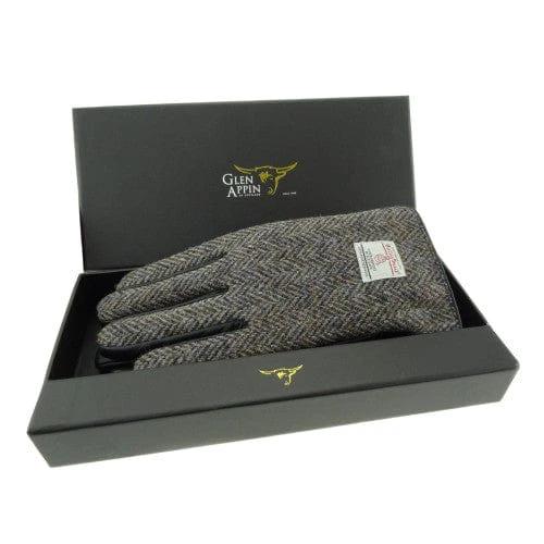 Heren Handschoenen Heide gemêleerd met Zwart Leer - Harris Tweed - Glen Appin of Scotland - Afbeelding 2